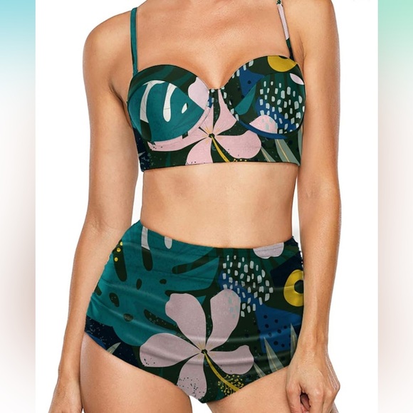 NWT Angrella Vintage Style Floral Bikini Set-XL - Picture 1 of 10